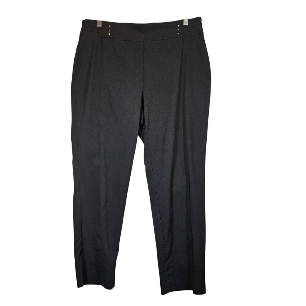 JM Collections Black Straight Leggings Womens 2x Pants Studs Pull On Office